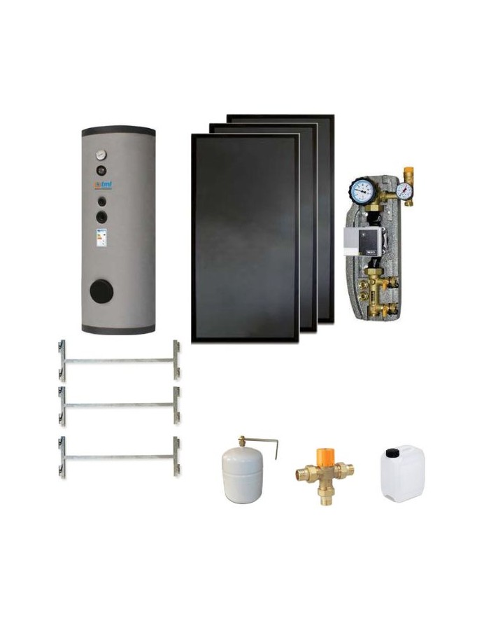 Tml SKD303CS1 Kit 3 colectores PTML2.6AV + 1 caldera de 300lt. con dos bobinas fijas + 1 módulo CS1 + accesorios