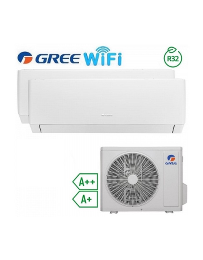 Gree PULAR Dual split 9000+12000btu wifi A++/A+ R32 avec unité extérieure 14000btu